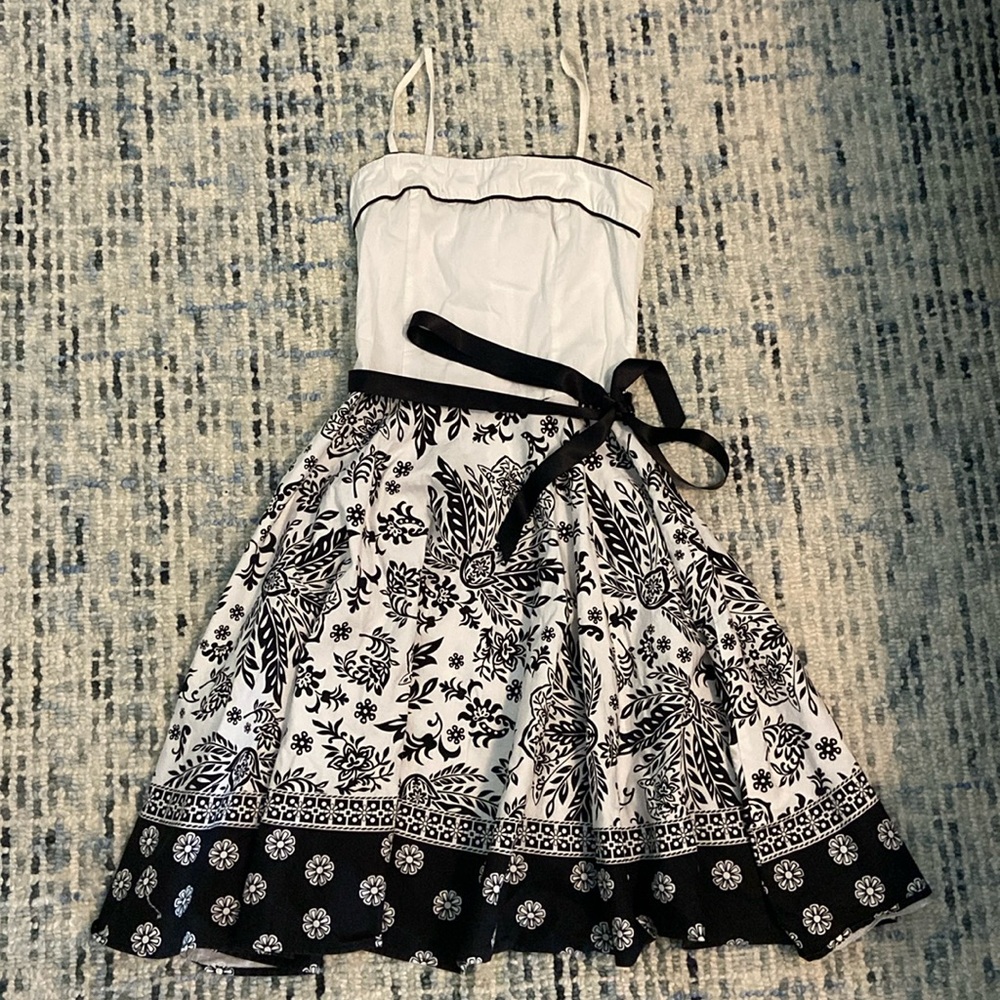 Pulse Black & White Floral Sundress Waist Ribbon